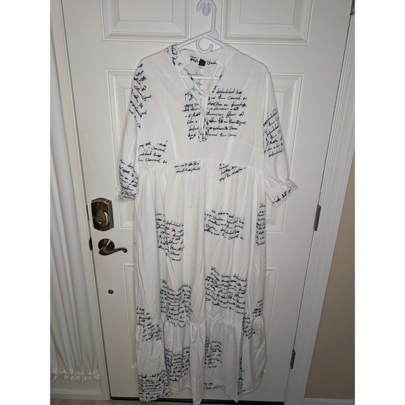 Shein Vcay Plus Size Women's Sz 16 (2XL) Collared Swing Dress White Swiftie NWT - Picture 4 of 9